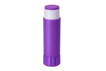 Purple adhesive glue stick with lid off