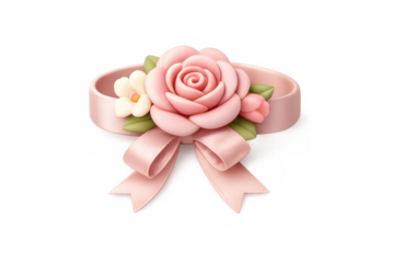 Elegant floral corsage icon with pink rose and ribbon design for decorative use