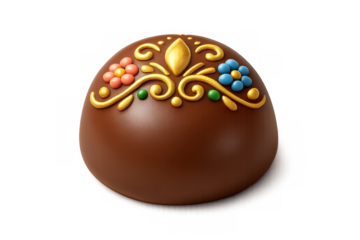 Elegant artisan chocolate bonbon design with decorative floral elements for festive celebrations