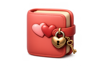 Romantic couple's memory journal with heart and lock design for keepsake memories