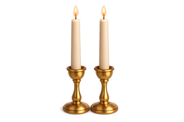 Elegant taper candles in golden holders for holiday decor and home ambiance