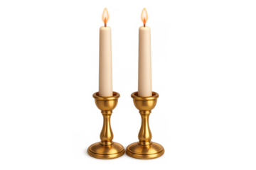 Elegant taper candles in golden holders for holiday decor and home ambiance