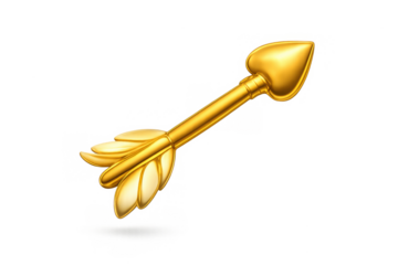Golden love arrow symbol for romantic design and decoration