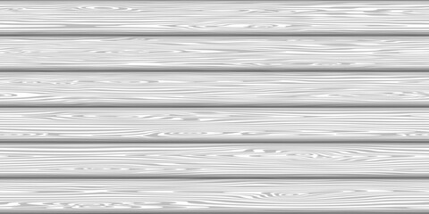 Wood plank wall, horizontal slats, wood texture seamless pattern, gray shades, vector design