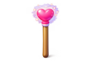 Enchanted heart-shaped magic wand with glowing aura for fantasy design