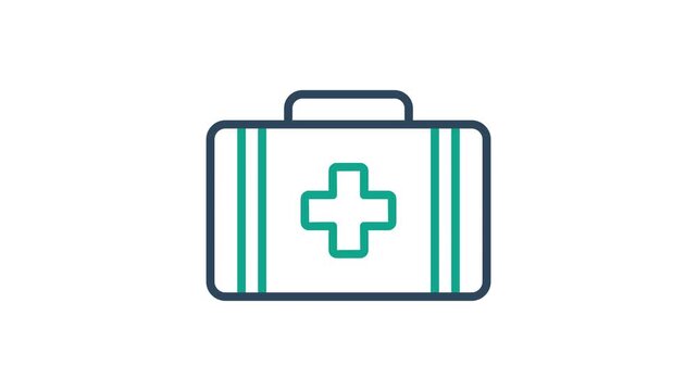 First aid kit icon animation. Animated icon related to work safety. Suitable for user interface, provide visual feedback and more. alpha channel, transparent background