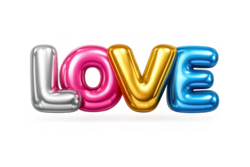 Colorful floating love balloons for celebrations or romantic designs