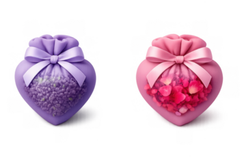 Elegant lavender heart sachets with delicate floral patterns for aromatherapy and gift ideas