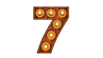 Marquee Number 7 with Light Bulbs