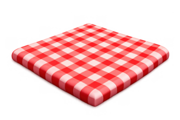 Red picnic blanket illustration - simple checked pattern for summer picnic design or food-themed projects
