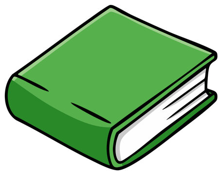 Simple green closed book in a clean cartoon style, symbolizing education, literature, and knowledge