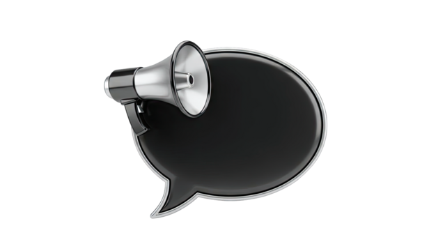 Megaphone announcing in a speech bubble - Powered by Adobe
