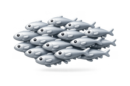 Coordinated fish formation illustration for marine life and underwater themes - Powered by Adobe