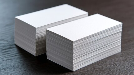 Stack of blank business cards on a clean modern surface showcasing professional branding, corporate identity, and office stationery design for marketing and business presentations