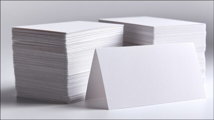 Stack of blank business cards on a clean modern surface showcasing professional branding, corporate identity, and office stationery design for marketing and business presentations