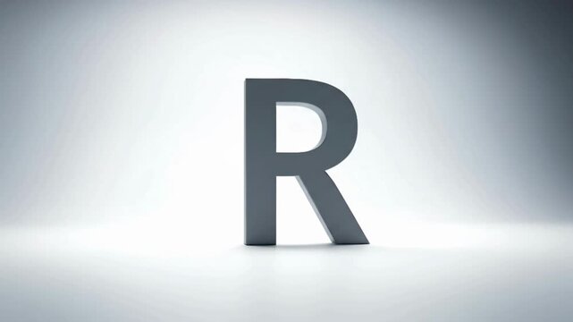 3D Letter R Animation on Clean Background