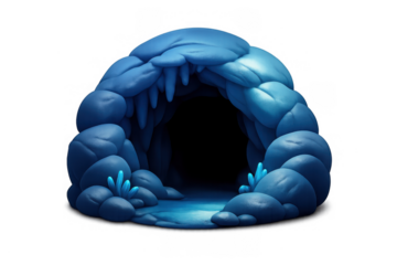 Mysterious underwater cave landscape with rocks and glowing elements for artistic design