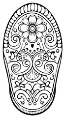 Intricate Black and White Floral Skull Mandala Design