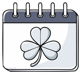 Simple calendar icon displaying a three leaf shamrock symbol for luck and special events