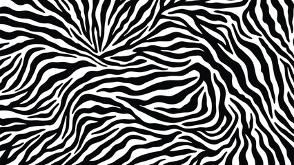Abstract zebra pattern with swirling black and white stripes