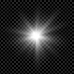 Light source, rays the sun or a star, isolated on transparent background, vector design