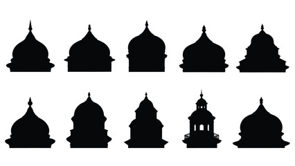 illustration of various domed building tops and towers white with architecture and domes and building silhouettes Silhouette vector on whit Background © Antu