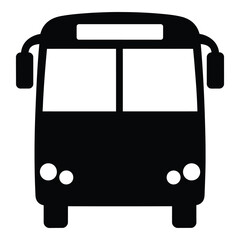 Simple black and white illustration of a front view school bus design © Payara