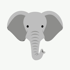 Fototapeta premium Cartoon Elephant Head with Large Ears and Curled Trunk.