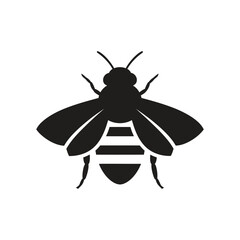 Obraz premium A simple black silhouette of a bee with visible wings and body
