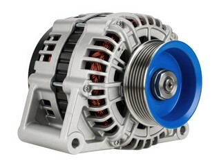 Automotive alternator with blue pulley