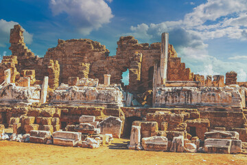 Obraz premium The Ruins of Ancient Side city agora. Antic Side. Turkey.