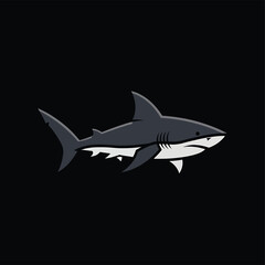 Obraz premium Cartoon Shark Illustration with Sharp Teeth and Streamlined Body.