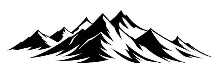 Silhouette mountain range isolated on white background, vector design