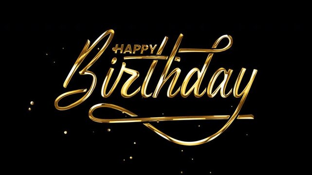 Happy Birthday to you animation text handwriting in gold color with alpha matte. Great for opening your vlog video so everyone likes it and happy birthday celebrations