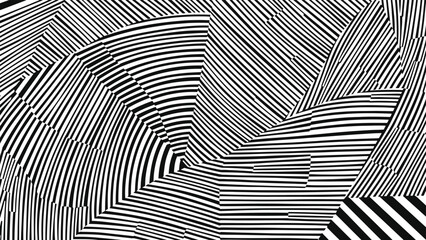 Black and white optical illusion with geometric patterns