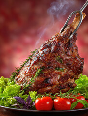 Roasted Leg of Lamb with Herbs and Tomatoes