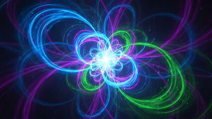 A vibrant and colorful abstract design with swirling patterns and lights