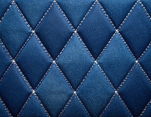 Fototapeta premium Close-up of a Luxurious Diamond-Patterned Blue Leather Upholstery, Textured Surface.