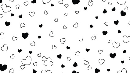 Black hearts on white background