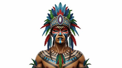 Fototapeta premium Native American headdress vividly dominates artful illustration now