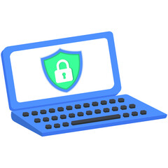 Secure Laptop with Shield and Padlock Cyber Security Icon