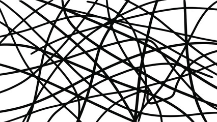 Abstract tangled lines artwork with intersecting curves and straight segments