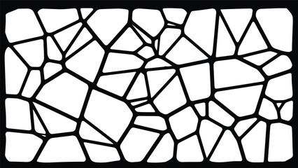 Geometric pattern of interconnected black lines on white background