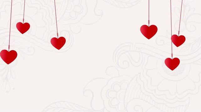 red hearts hanging on strings