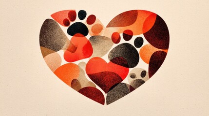 Pet Adoption Campaign Banner Featuring Heart Shapes With Warm Tones and Abstract Designs to Inspire Hope for Animals in Need of Homes