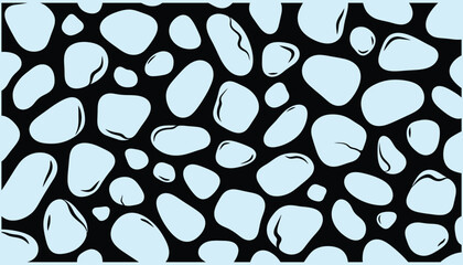 An abstract pattern of white stones on a black background
