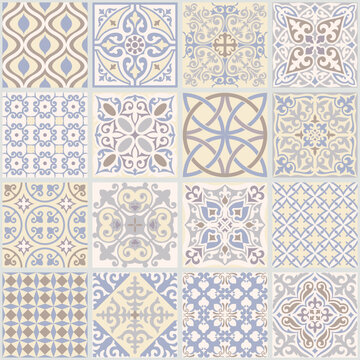 Asian floral design tile. Vintage Illustration background.