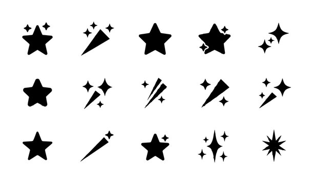 Modern twinkle sparkle star button icon vector symbol set