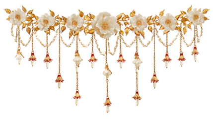 Vintage gold vector illustration of a seamless pattern featuring hanging Christmas tree decorations and heart jewelry ornaments for a luxury holiday celebration design on a white background