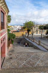 Sanlucar de Barrameda, Spain - April 17, 2025: View of the Plaza del Cabildo in Sanlucar de Barrameda, Andalusia, Spain on a sunny day of summer